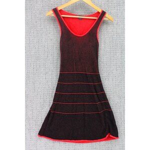 AX Armani Exchange Fit & Flare Dress Womens Small S Black/Pink Knit Sleeveless